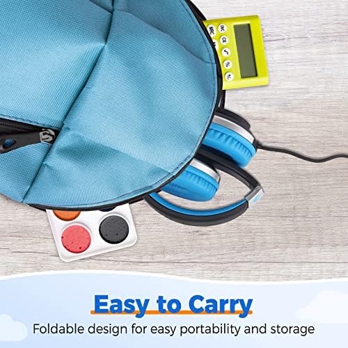 Rockpapa HS20 Kids Wired Headphones – Super Lightweight & Foldable Design with Integrated Microphone, Perfect for School, Travel & Entertainment – Compatible with Tablets & Smartphones, Stylish Black & Orange for Ages 3-15, Ideal for Learning, Play, and Hands-Free Communication