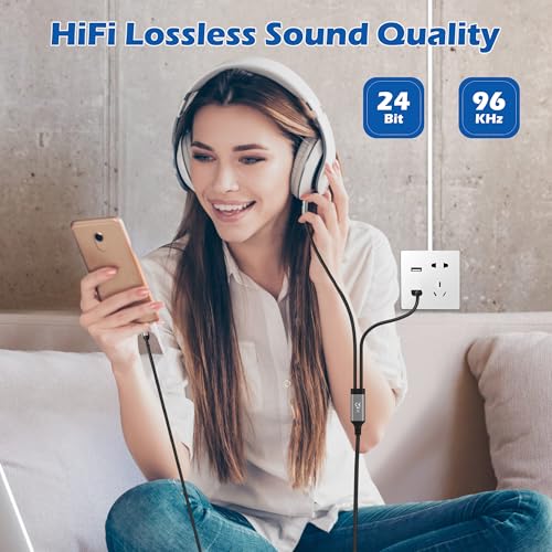 Revolutionize Your Audio and Charging Experience: Premium 2-in-1 USB C to 3.5 mm Aux Cable with 60 W Fast Charging – 5 FT Length for i Phone 16/15/Pro & Galaxy S24/S24+/S23 Ultra – High-Fidelity Sound Meets Unmatched Compatibility and Durability
