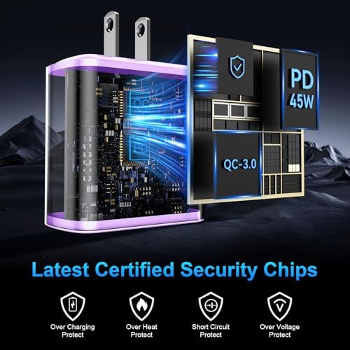 45 W USB-C Super Fast Charger for i Phone 16 & Galaxy Devices – Includes 6.6 FT Type-C Cable for Flexible Power Solutions – Compact & Portable Design for On-the-Go Charging – Advanced Safety Features for Device Protection – Ideal for Rapid Power Demands and Enhanced Device Longevity