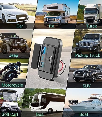 Qidoe PD 20 W Type-C & 18 W QC3.0 Dual Port Car Charger Socket – Waterproof 12 V Surface Mount Adapter for RVs, ATVs, Trucks, and Marine Use – Fast Charging with Button Switch for Ultimate Compatibility and Safety