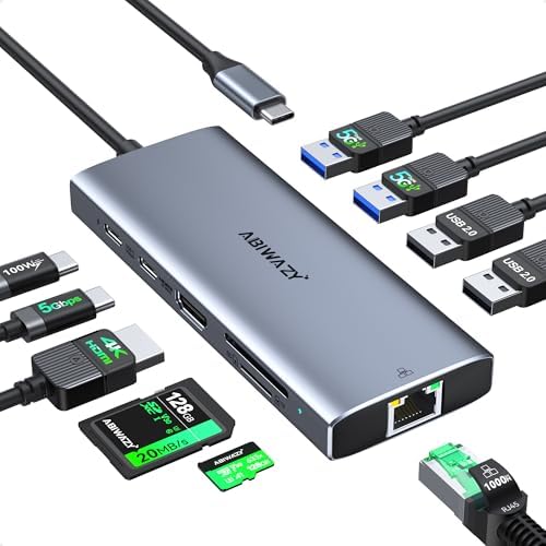 Transform Your Workspace with the Ultimate 9-in-1 USB C Hub Multiport Adapter for Mac Book Pro & Air – High-Speed 4 K HDMI Output, 100 W Power Delivery, and Effortless Connectivity for i Pad Pro, i Mac, and More – Enhance Productivity with 5 USB Ports and SD/TF Card Reader for Seamless Data Transfer and File Access