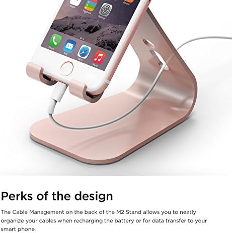 Enhance Your Smartphone Experience with the elago M2 Premium Aluminum Stand – Sleek Silver Ergonomic Design for Effortless Video Calls, Integrated Cable Management, and Universal Compatibility with i Phones and Galaxy Devices – Ideal for Streamlined Workspaces and Mobile Convenience