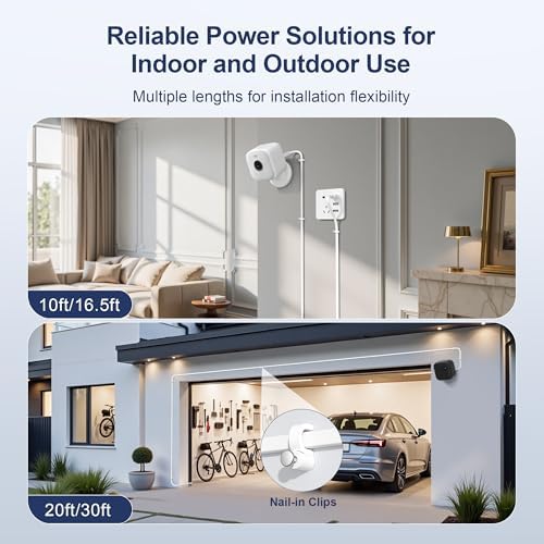 Itramax USB A to USB C Cable Flat White 16.5FT/2Pack,Long USBC Charging Power Cord Type C Security Camera Extension Cable for Blink Mini 2,Petcube Cam 360,TP-Link Tapo 2k C120,Eufy SoloCam C210/S340 – Enhanced Compatibility and Speed