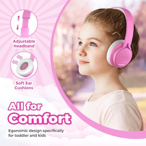 Tune Flux Safe Sound Kids Headphones – Wired Toddler Audio Gear with 85 d B Volume Limiting for Hearing Protection – Comfortable Foldable Design in Purple for School, Travel, and Tablet Use – Premium Stereo Sound for Young Listeners