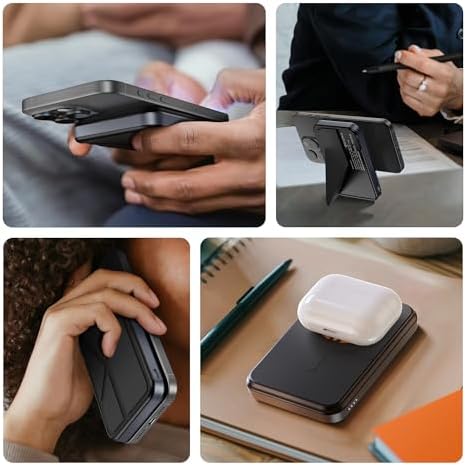 RAPTIC 2024 Advanced 5000 m Ah Magnetic Power Bank with Integrated Stand – Ultra-Slim Wireless Charger for i Phone 16 Pro Max/15/14/13/12, Fast Charging Capability, Includes USB-C Cable, Sleek Black Design for On-the-Go Convenience
