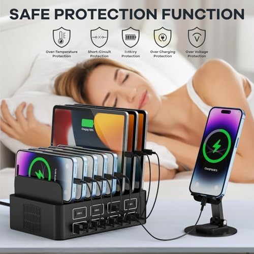 Ultimate 16-Port USB-C Fast Charging Station – RUANSZZ 150 W/35 A Multi-Device Charger for Smartphones, Tablets, and E-Readers – Efficient Power Organizer with Enhanced Compatibility and Safety Features