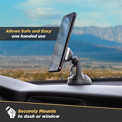 Scosche Magic Mount Select Dual Pack – Premium Magnetic Car Phone Holder for i Phone & Android – Secure 360° Adjustable Mount for Hands-Free Driving – Ideal for Dash & Window Use – Durable Design for Enhanced Compatibility & Safety