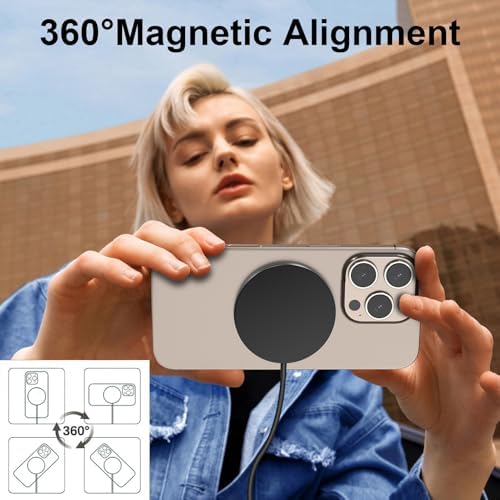 Mag Safe Charger 2 Pack – 15 W Magnetic Wireless Fast Charging Pads for i Phone 16/15/14/13/12 & Air Pods – Slim, Portable Design with Durable Aluminum Alloy – Quick USB-C/A Compatibility – Stylish Silver Finish for Ultimate Convenience and Efficiency