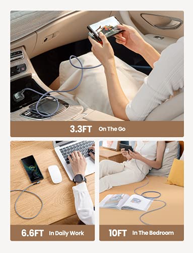 AINOPE Right Angle USB C Cable – 2-Pack (10 ft + 10 ft) Fast Charging 3.1 A Nylon Braided Charger for Enhanced Device Compatibility, Ideal for Gaming and Multitasking, Durable Black Design