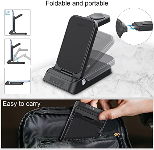 RAUGEE Premium Foldable 3-in-1 Fast Wireless Charging Station for Samsung Devices – Compact & Stylish Charger for Galaxy S25 Ultra/S24/S23/S22/Z Flip/Fold & Galaxy Watch Ultra/7/6/5/4/3 – Efficient Power Delivery, Declutter Your Space with Sleek Design and Optimal Portability