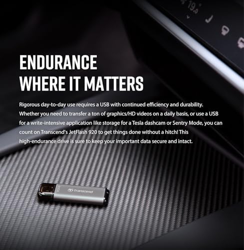 Transcend 512 GB JF920 USB Flash Drive – Ultra-Fast 420 MB/s Transfer Speeds, Durable Aluminum Design for Car Audio, Smart TVs & Gaming Consoles, High-Performance Data Storage Solution – Gray TS512 GJF920 – Your Perfect Companion for Seamless File Management and Safe Sentry Mode Backup
