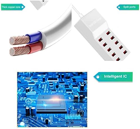 Max Lax 10-Port USB Fast Charging Hub with Smart IC Technology – 50 W/10 A Multi-Device Power Station for Rapid Charging of Smartphones, Tablets, and More – Compact & Safe Charging Solution for Home and Office Efficiency