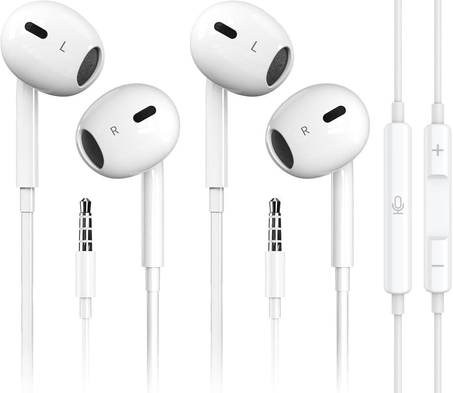 Experience Superior Sound with Snowhit MFi Certified Wired Earbuds – Dual Pack for i Phone, i Pad, i Pod, and 3.5 mm Devices – Engineered for Comfort with Built-in Mic and Intuitive Volume Control – Ideal for Music, Calls, and Video Conferencing – Crafted for Longevity and Daily Use