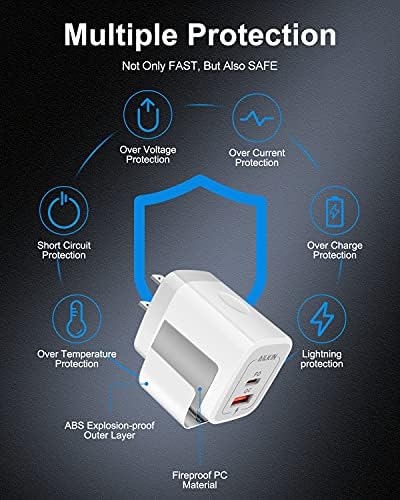 20 W Dual-Port USB-C Wall Charger – Fast Charging Power Adapter for i Phone, Samsung Galaxy, Google Pixel, and More – Compact & Reliable Power Delivery for Simultaneous Device Charging – Essential Tech Accessory for Home & Travel