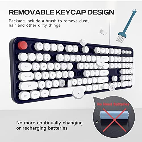 Retro-Inspired Full Size Typewriter Keyboard with Number Pad – Wired USB Keyboards for Windows 7, 8, 10, 11 | Enhance Your Typing Experience with Classic Charm and Modern Efficiency | Perfect for Home and Office Use