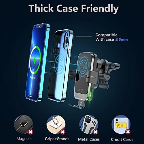 Ultimate Fast Wireless Car Charger Mount – Advanced Auto Alignment Smartphone Holder for i Phone 16/15/14/13/12/Pro Max & Samsung Galaxy – Dual Coil Rapid Charging Solution for Dashboard & Windshield Use – Premium Safety Features for Secure Power on the Road