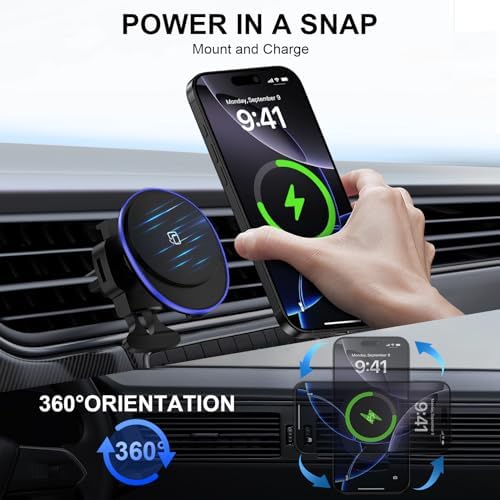 Revolutionary Magnetic Wireless Car Charger Mount for Samsung Galaxy S25 Ultra & i Phone 16 Series – 15 W Fast Charging Air Vent Holder with Enhanced Compatibility & One-Hand Operation for Effortless Navigation and Communication