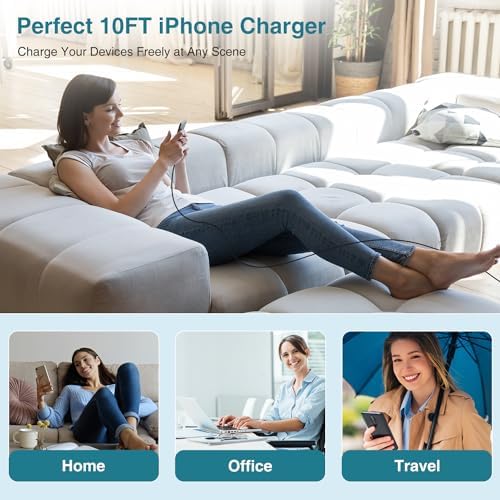 MFi Certified 20 W USB-C to Lightning Fast Charger for i Phone 14/13/12 – 6 FT Durable Cable & Power Delivery Block in Stylish Blue – Ultimate Solution for Rapid Charging of All Apple Devices Including i Pad Pro, XS, XR, 8 Plus – Optimized for Reliability and Speed