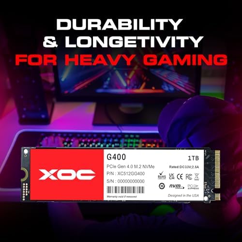 XOC G400 512 GB NVMe Gen4 SSD – Ultra-Fast 5200 MB/s Read Speed for Unmatched Gaming & Content Editing Performance – M.2 PCIe 4.0 Internal Drive with Enhanced Compatibility & Superior Thermal Management