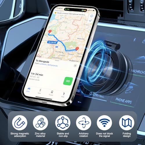 Magnetic 360° Electric Suction Phone Holder for Cars and Gyms – Ultra-Stable Grip for Seamless Hands-Free Access to Your Smartphone on Any Smooth Surface (Black) – Perfect for Navigation and Workouts