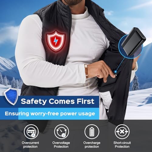 Ultimate 10,000 m Ah Heated Vest Battery Pack – 5 V/2 A Power Bank for Electric Jackets, Coats, and Hoodies – Lightweight USB Charger for All-Day Warmth in Winter Activities – Enhanced Compatibility (Excludes 7.4 V Heated Gear) – Perfect for Outdoor Enthusiasts