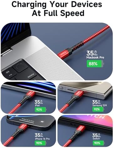 JSAUX 10 FT 240 W USB C to USB C Charging Cable – Premium Nylon Braided Fast Charger for Mac Book Pro, i Phone 16/16 Pro Max, Samsung Galaxy, Pixel – Enhanced Durability and Data Transfer Speeds – Ultimate Compatibility for Modern Devices