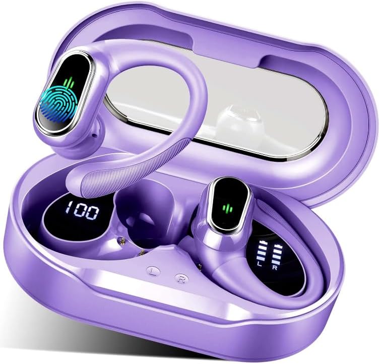 High-Performance Wireless Earbuds – 2025 Bluetooth 5.4 Headphones with Superior ENC Noise Canceling Mic, IP7 Waterproof Construction, Secure Fit Earhooks for Active Lifestyles, Dual LED Battery Indicator – Premium Sound Quality for Workouts and Outdoor Activities