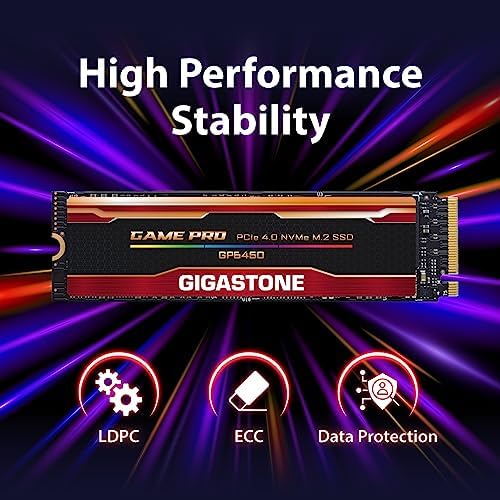 Elevate Your Gaming and Creative Potential with the Gigastone 500 GB M.2 NVMe SSD – Lightning-Fast PCIe Gen 4 Internal Solid State Drive for Seamless 3 D Rendering and 4 K/8 K Video Editing – Unmatched 5,000 MB/s Read Speeds for Gamers and Content Creators – Perfect Upgrade for PCs, Laptops, and PS5 with Enhanced Compatibility and Reliability