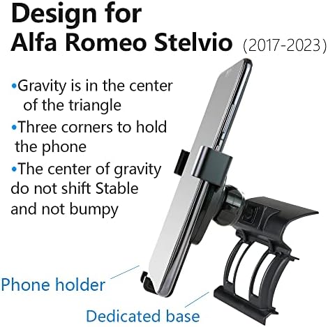 Alfa Romeo Giulia 2017-2025 Car Phone Holder – Premium Gravity Linkage Mobile Mount for Enhanced Navigation & Interior Elegance, Tool-Free Installation with Adjustable Viewing Angles for Optimal Safety and Convenience