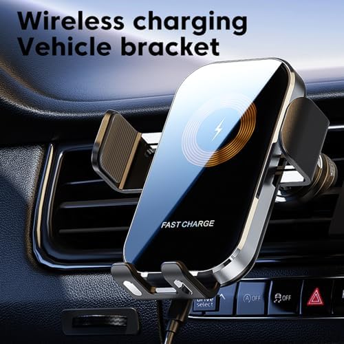 Redmaple 15 W Fast Wireless Car Charger with Auto-Clamping Phone Holder for Air Vent – Effortless Charging & Enhanced Compatibility for i Phone 14/13/12/11 Pro/XR/XS/X/8 – Streamlined Design for Hands-Free Navigation and Safety