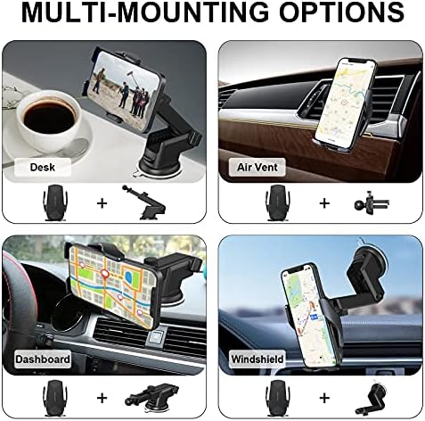 15 W Qi Wireless Car Charger Mount with Auto-Clamping Feature – Versatile Phone Holder for i Phone & Samsung, Long Arm Suction Cup for Dashboard, Windshield, and Air Vent – Effortless Hands-Free Charging for Ultimate Convenience