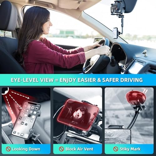 Universal 360° Rotatable Car Phone Holder – Adjustable Rearview Mirror Mount for All Smartphones – Secure, Retractable Design for Enhanced Accessibility and Safety While Driving – Ideal for Navigation and Hands-Free Calls – Durable Construction for Long-lasting Use