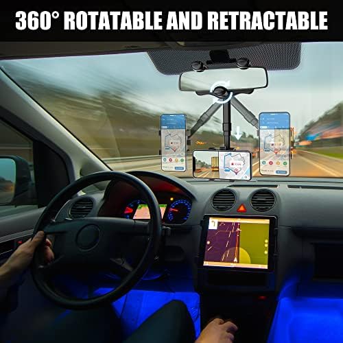 SXhyf Premium Rear View Mirror Phone Holder – 360-Degree Rotatable & Retractable Mount for i Phone & Samsung – Universal Fit for Enhanced Safety & Connectivity – Effortless Installation & Sleek Design for Every Driver