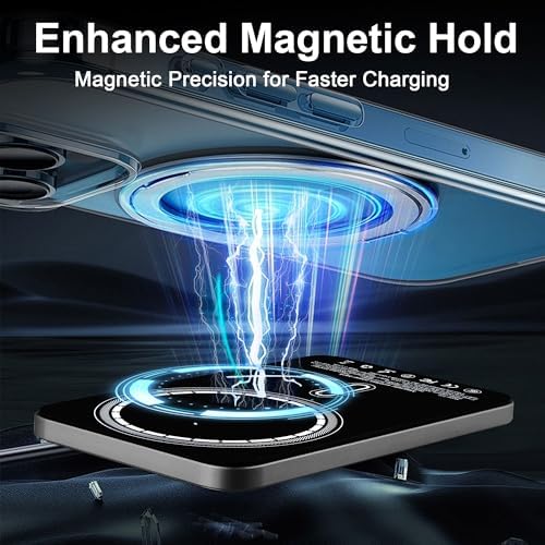 Ultra-Slim Magnetic Wireless Power Bank 5000 m Ah – 15 W Fast Charger for i Phone 16/15/14/13/12 Series – Sleek Metallic Design with USB-C Charging Cable – Enhanced Safety Features for Reliable On-the-Go Power