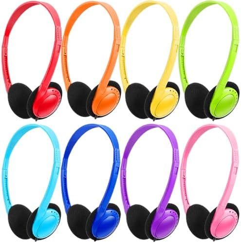 Bulk Classroom Headphones 25 Pack – Premium Durable Wired Earphones for Enhanced Student Learning, Comfortable Fit for Kids and Adults – Superior Sound Quality for Educational Use (HY103, 25 Black)