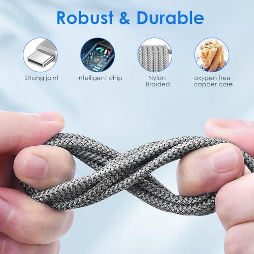 Premium 5-Pack USB C to C Fast Charging Cables – 60 W Nylon Braided Charger for i Phone 16 Series, Mac Book Pro, i Pad Pro/Air, Samsung S24/S23 – 5 ft Length for Ultimate Flexibility and Durability – Reliable Data Transfer with USB 3.1 Compatibility