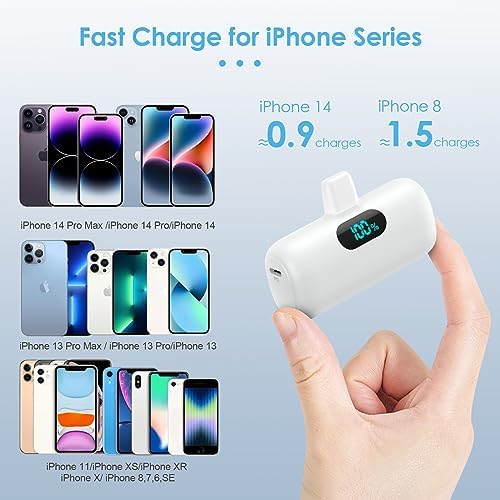Compact Pink Portable Charger for i Phone – 5000 m Ah PD Fast Charging Power Bank, Lightweight Mini Battery Pack Compatible with i Phone 14/14 Pro Max/13/13 Pro/12 Pro/11/XS/XR/X/8/7/6 – Stylish and Versatile Backup Solution for On-the-Go Power
