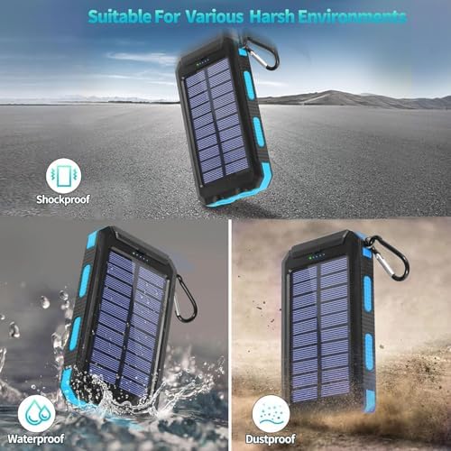 Ultimate 39800 m Ah Solar Power Bank: Fast-Charging Portable USB-C Charger with Built-in LED Flashlight & Compass – Robust Outdoor Companion for All Devices with Dual Recharge Options and Intelligent Safety Features