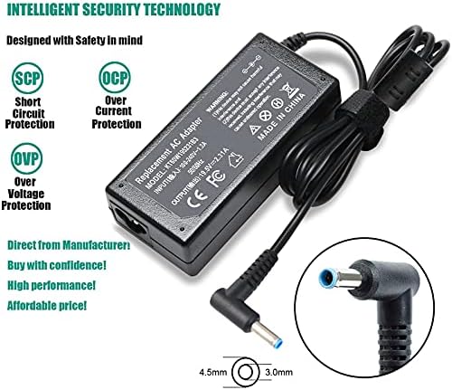 45 W HP Laptop Charger with Blue Tip – Fast Charging Adapter for Pavilion x360, Elite Book, Pro Book & Spectre Models – 100-240 V Input, Overload Protection, Compatible with G3, G4, G5, G6 Series – Reliable Power Supply for Stream & Touch Smart Series – Includes AC Adapter & Power Cord – Enhanced Compatibility for HP Devices – Ideal Replacement for Part Numbers 741727-001, 740015-003, L25296-002 & More – 60-Day Return Policy for Customer Assurance – Perfect for On-the-Go Professionals and Students