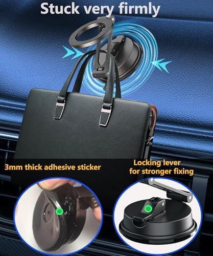 Revolutionary Magnetic Car Phone Holder for Magsafe i Phone 12-16 Series | 360-Degree Rotating Dashboard & Windshield Mount | Universal Cellphone Cradle with Foldable Alloy Design | Dual Vacuum & Adhesive Mounting for Ultimate Stability and Hands-Free Navigation