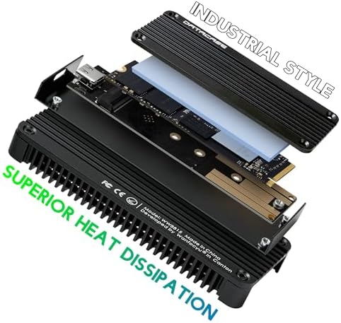 High-Speed Aluminum M.2 NVME SATA SSD Enclosure Adapter – Enhance Your Data Transfer with USB 3.2 Gen 2 (10 Gbps) Technology for M-Key and B+M Key Drives – Portable SSD Case with Carry Bag for Ultimate Convenience and Compatibility Across 2230, 2242, 2260, and 2280 Sizes