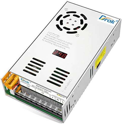 DROK 24 V Adjustable Power Supply – High-Efficiency AC to DC Converter for Reliable Power Delivery, 20 A 480 W Regulated Adapter Perfect for Computer Labs and Versatile Electronic Applications, Adjustable 5 V to 24 V Voltage Transformer for Enhanced Performance and Compatibility