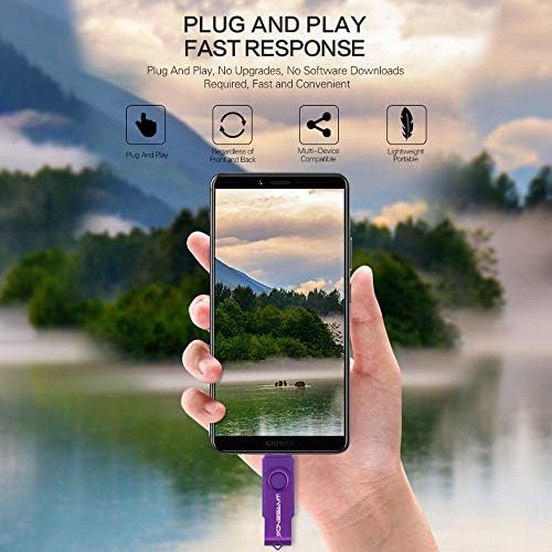 Wansenda 3-in-1 64 GB USB 3.0 Flash Drive – Versatile External Memory Stick for Android, PC & Mac with Lightning-Fast Transfer Speeds – Stylish Purple Design for Effortless Data Storage and Sharing on Samsung Galaxy, LG, Moto & More