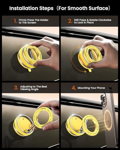 2025 Upgraded Vacuum Suction Cup Phone Mount for Magsafe [109+LBS Strongest Suction], 360° Adjustable Foldable Vacuum Magnetic Phone Holder for Car [24 N55 Stronger Magnets], for iPhone 16/15/14/13/12 – Enhanced Compatibility and Speed