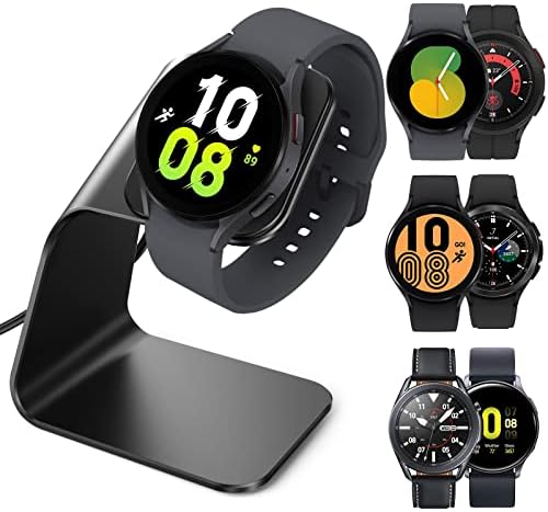 NANW Fast Charging Dock for Samsung Galaxy Watch Series 7, 6, 5 Pro, 4, 3 & Active 2 – Sleek USB Charger Stand with Enhanced Compatibility, Non-Slip Stability, and Portable Design for Effortless Power-Up and Smartwatch Organization