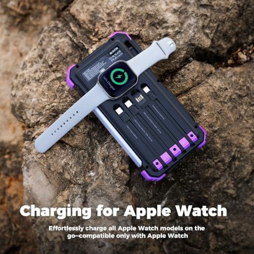 Ultimate BLAVOR 20,000 m Ah Solar Power Bank with Built-in Cables – 20 W Fast Charging Multi-Device Charger for i Phone 11-16, i Pad, Samsung, and Apple Watch – Versatile Outdoor Accessory with Flashlight and Camping Light for Adventurers