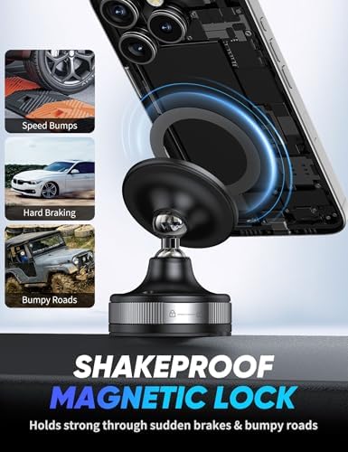 Revolutionary i Mangoo Magnetic Car Phone Mount – 720° Adjustable Suction Cup Holder for Ultimate Hands-Free Navigation | Universal Compatibility with Mag Safe Technology | Perfect for Home, Office, Gym & On-the-Go Use | Unmatched Stability & Easy Installation