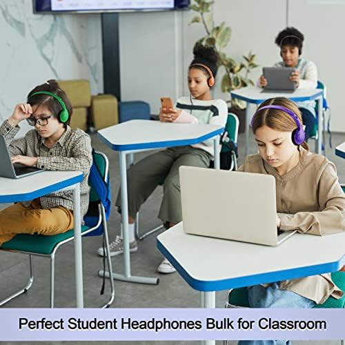 Yunsailing 30 Pack Colorful Classroom Headphones for Kids – Durable On-Ear Adjustable Earphones with Universal 3.5 mm Jack – Essential Bulk Headsets for Engaging Learning and Interactive Activities in Educational Settings