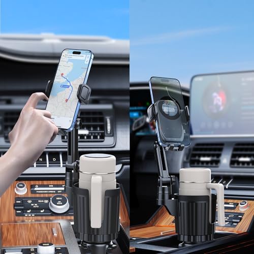 Universal Cup Holder Phone Mount with 360° Rotation – 2-in-1 Adjustable Car Phone Holder for All 4-7” i Phone and Galaxy Models – Enhanced Stability for Hands-Free Navigation and Communication – Perfect for Trucks and Most Vehicle Cup Holders – Durable Design for Long-Lasting Use