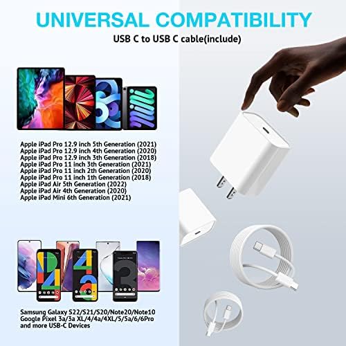 10-Foot Ultra-Fast i Phone Charging Cable 3-Pack with USB-C PD Wall Charger – Exceptional Compatibility for i Phone 14/13/12/11 Pro Max/XS Series – Durable Lightning Cable Solution for On-the-Go Charging Convenience and Rapid Power Delivery